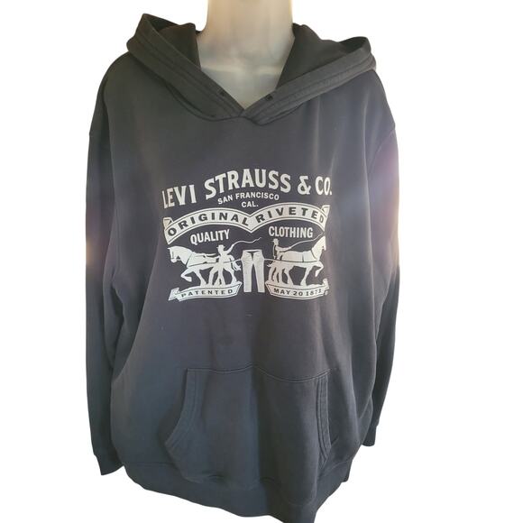 Levi Strauss Black Hoodie Logo Sz XL - Picture 2 of 6